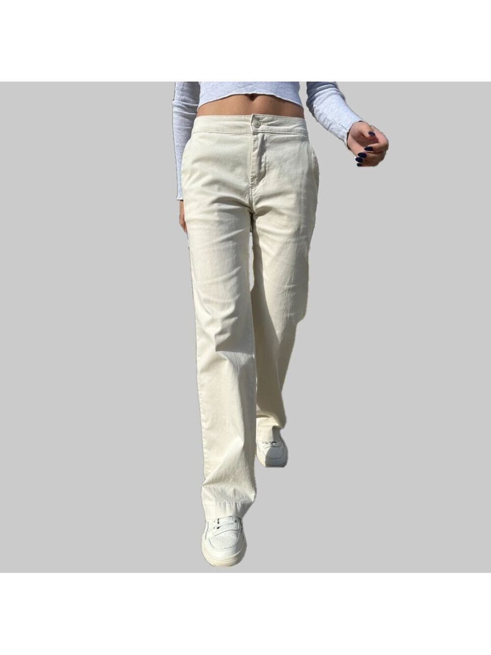 Brandy Melville Women's Jada Pants Trousers Size M Khaki Casual Straight Leg EUC